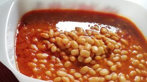 beans with spices, and tomato paste.