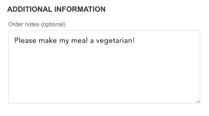 Additional Comments - Vegetarian