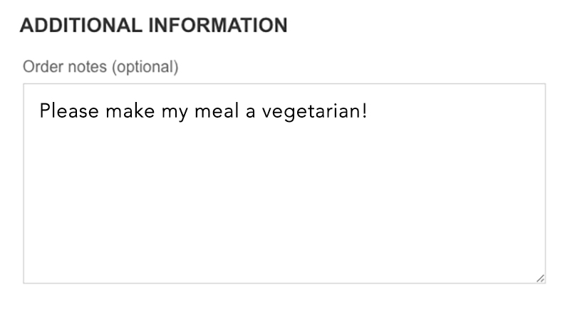 Additional Comments - Vegetarian