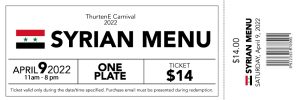 Syrian Menu Ticket - ThurtenE Carnival - April 9 | 11am-8pm
