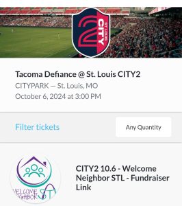St. Louis City2 Tickets to benefit Welcome Neighbor STL