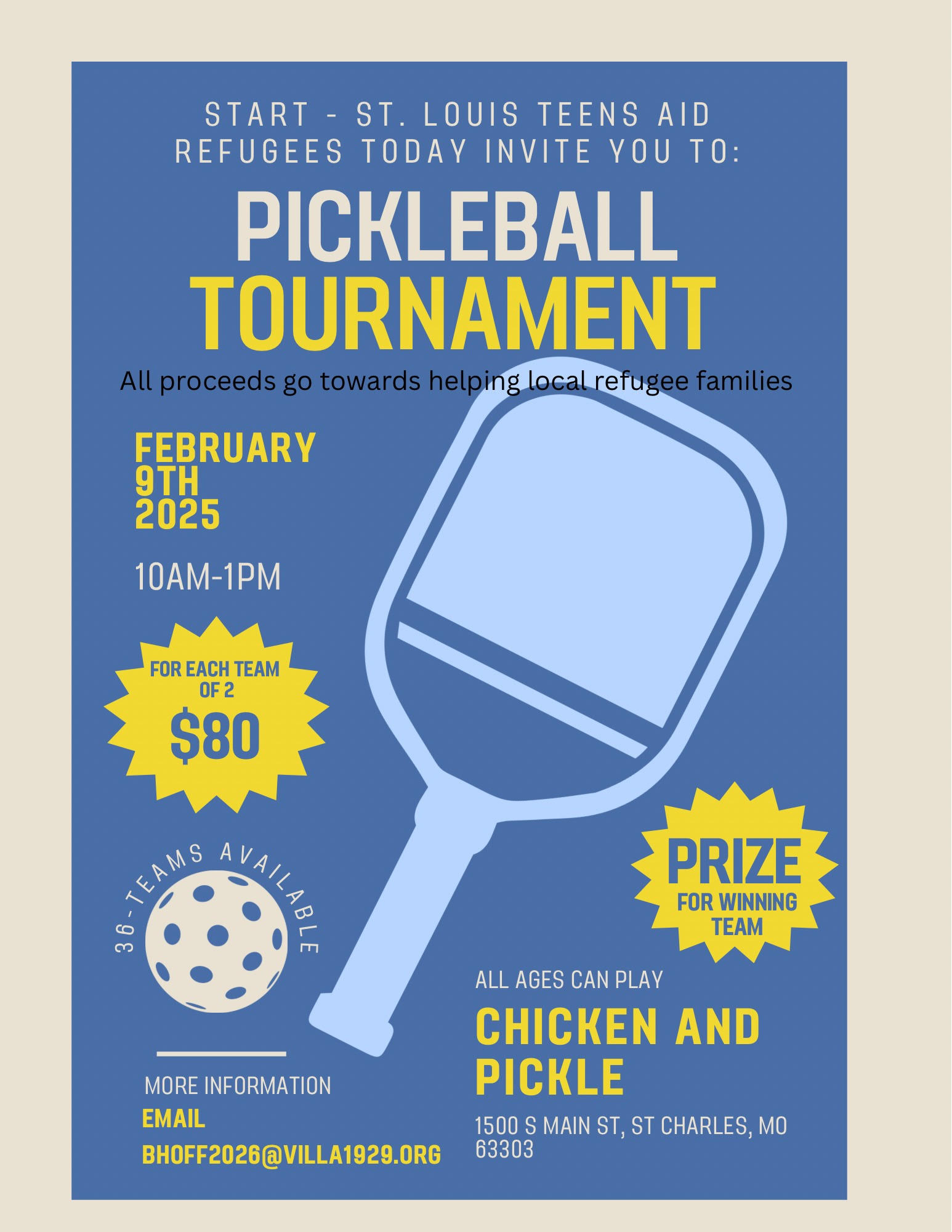 Charity Pickleball Tournament - Welcome Neighbor STL